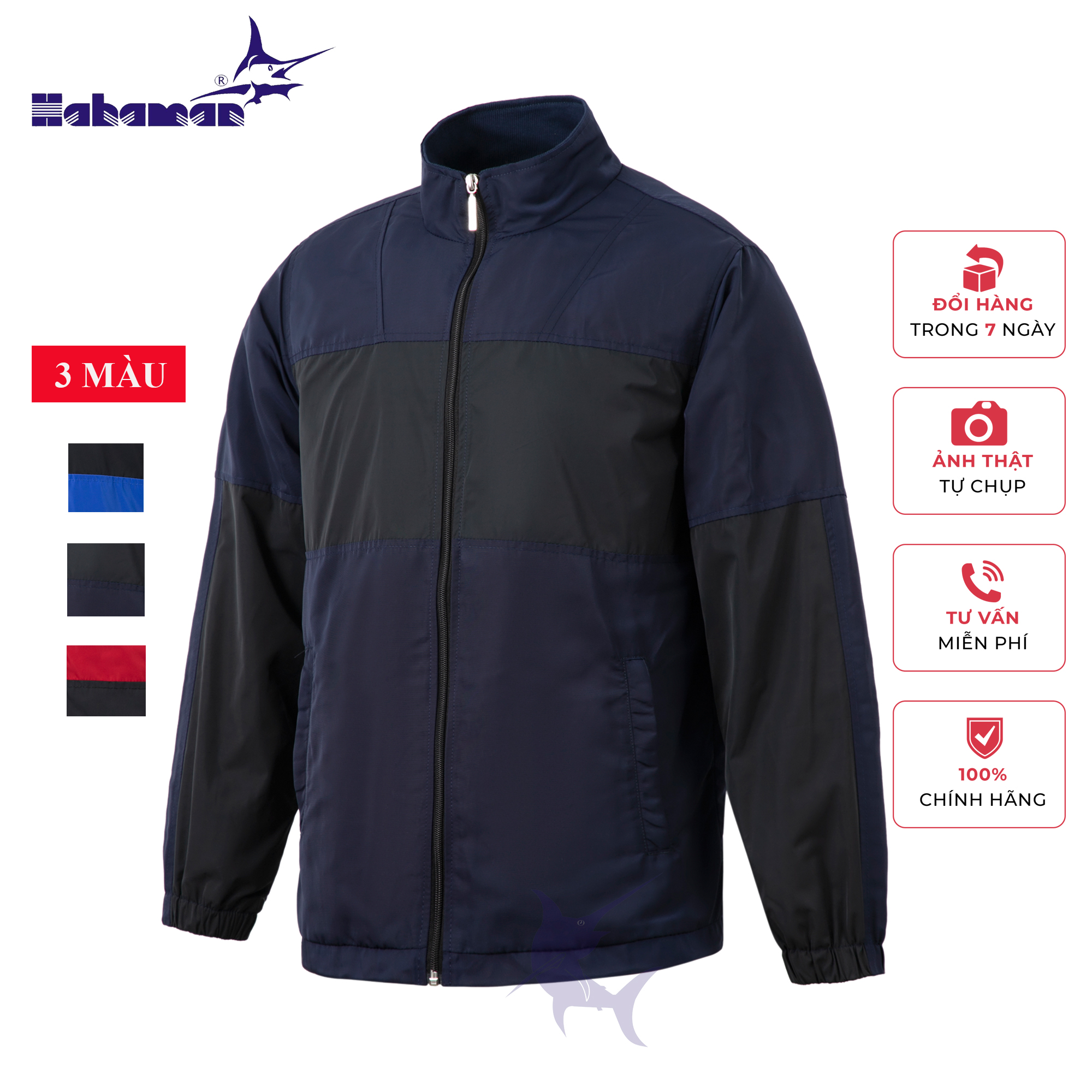 HAHAMAN Áo khoác dù nam 2 lớp, phối ngực, phối tay thời trang cao cấp, chất vải mềm mịn, cảng gió, chống thấm nước, dáng trẻ trung AKDP4010