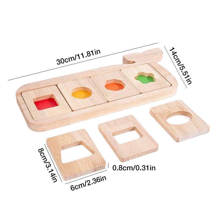 Montessori Color Matching Toys Geometric Sorting Toy In Whale Shape