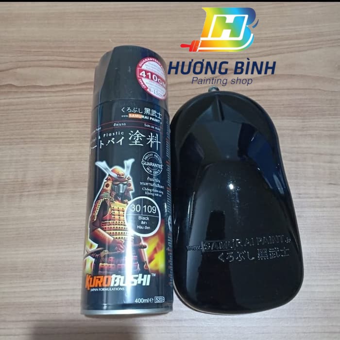 [COMBO] Sơn xịt Samurai màu Đen Bóng - 109 với chai phủ bóng 128