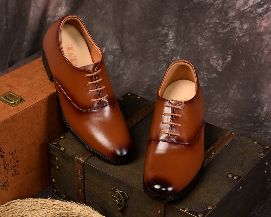 [8cm] shoes height increasing Men T&TRA S1012 Brown cowhide