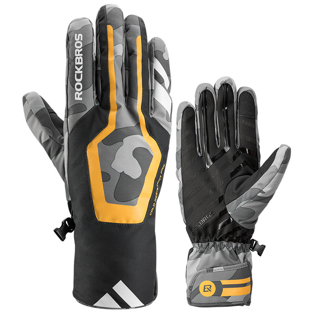 Rockbros Warm Cycling Gloves Winter Windproof Dwindproof Water Motorcycle MTB Men TPU Touch Screen Electric Bike Scooter