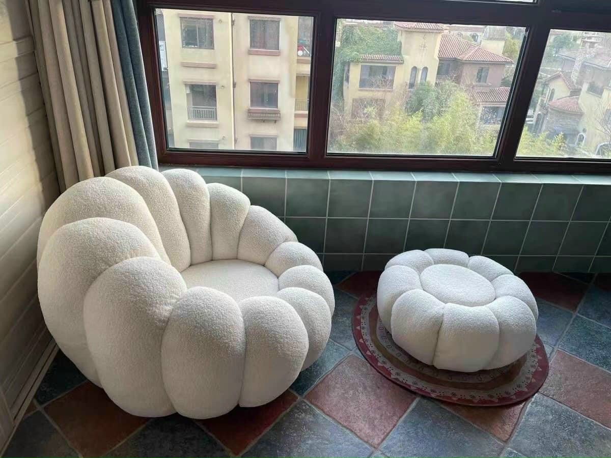 Ghế sofa thư giãn bí ngô kèm đôn