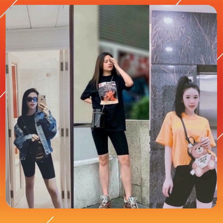 Quần legging cotton đùi cuộn tím