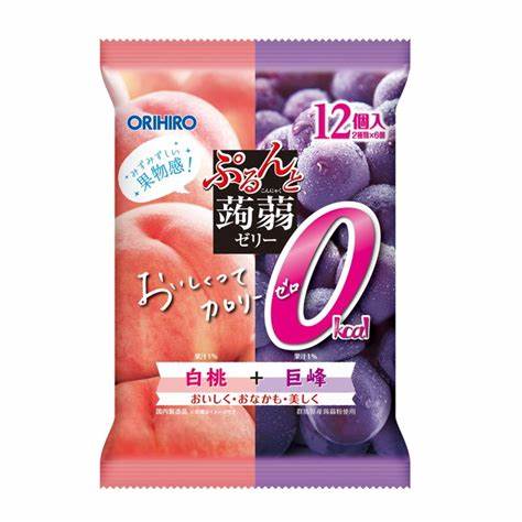 Thạch Orihiro mix vị đào và nho tím (18g x 12 cái)