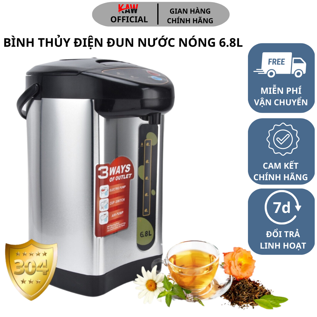 Bình thủy điện, phích đun nước nóng, bình thủy đun nước, bình thủy điện 5 lít, Bình Thủy Điện Đun Nước Nóng 6.8L Electric Pot - Phíc Đun Nước Nóng Công Nghệ Nhật Bản, tiết kiệm điện, dễ sử dụng - Bảo Hành 12T