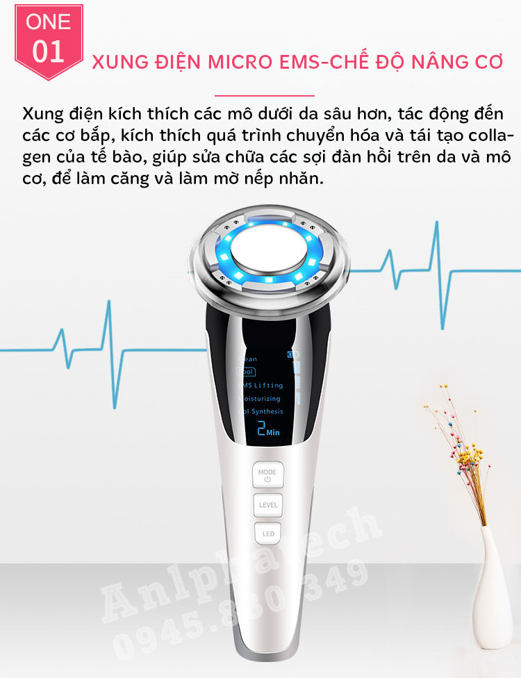 [HCM]Máy Đẩy Tinh Chất Búa Nóng Lạnh Điện Di Đa Chức Năng Chăm Sóc Da Mặt D818-Thế Hệ Mới 2021