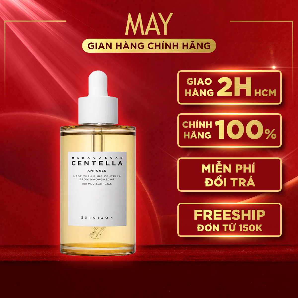 [100ml] TINH CHẤT SKIN1004 Rau Má Giảm Mụn, Làm Dịu & Phục Hồi Cho Da Nhạy Cảm Madagascar Centella Ampoule SERUM - MAY Cosmetics & Skincare