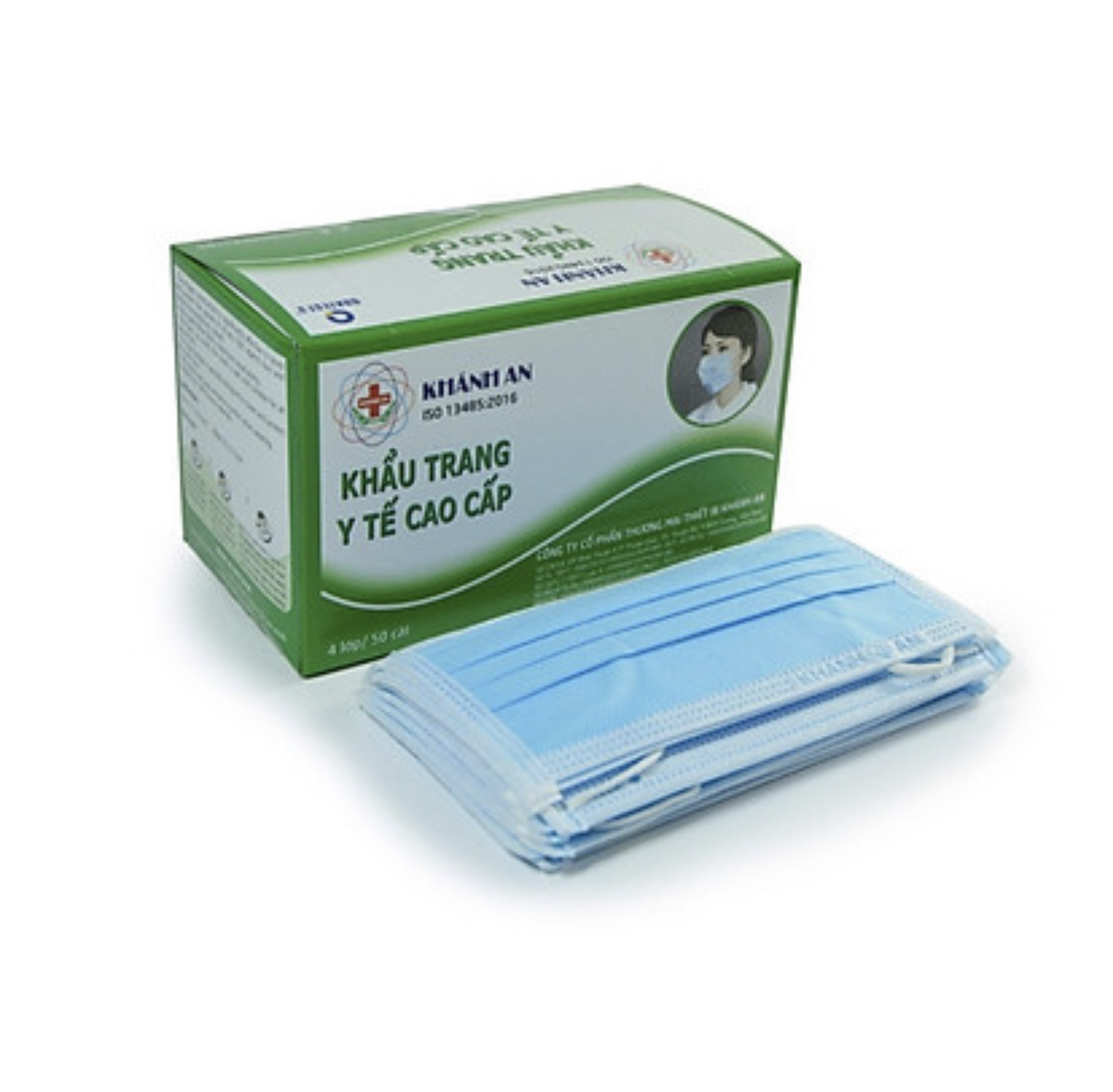 Khẩu trang y tế Khánh An 4 lớp kháng khuẩn hộp 50 cái màu xanh