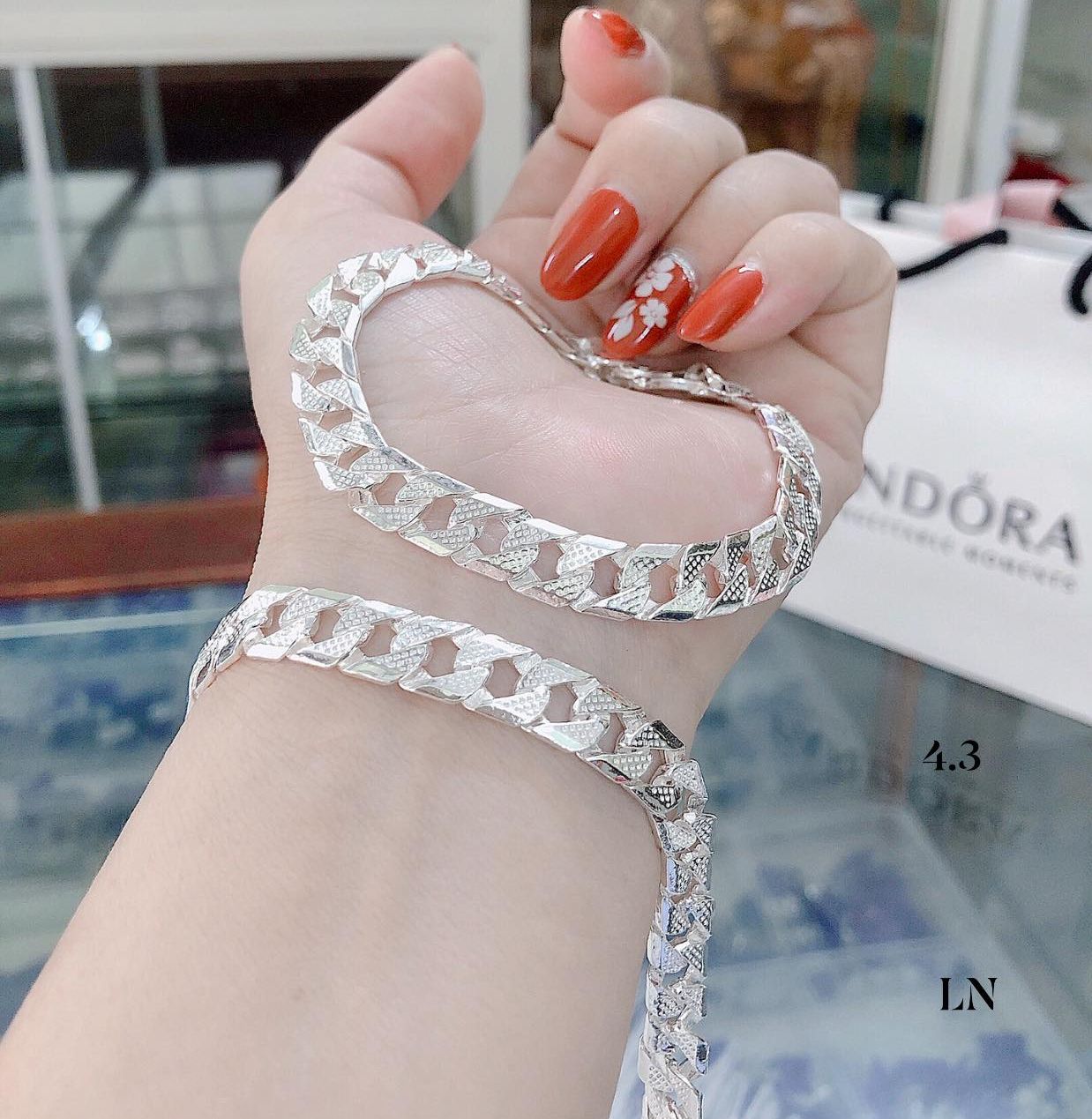 Lắc tay nam - Lắc tay đơn bạc nguyên chất dày dặn nam đeo cực chất, vàng bạc an chi
