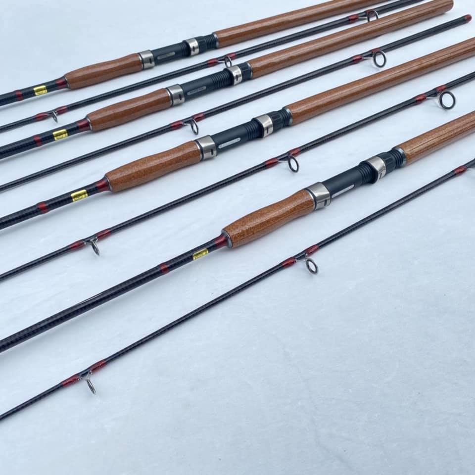 Cần câu abu garcia piranha khoen fuji , cán gỗ phủ keo