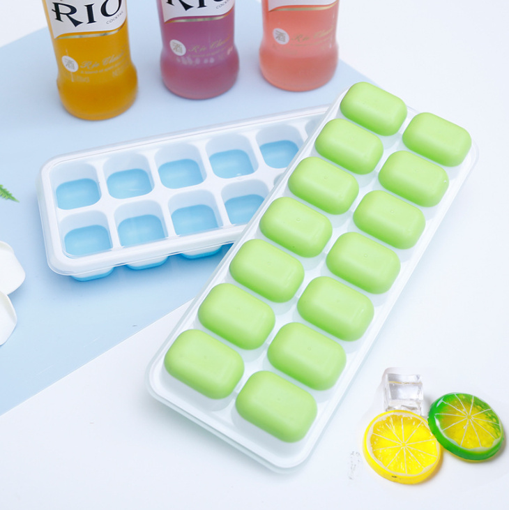 Combo 2 Khay Đá 14 Ô Silicon Dẻo Có Nắp Đậy