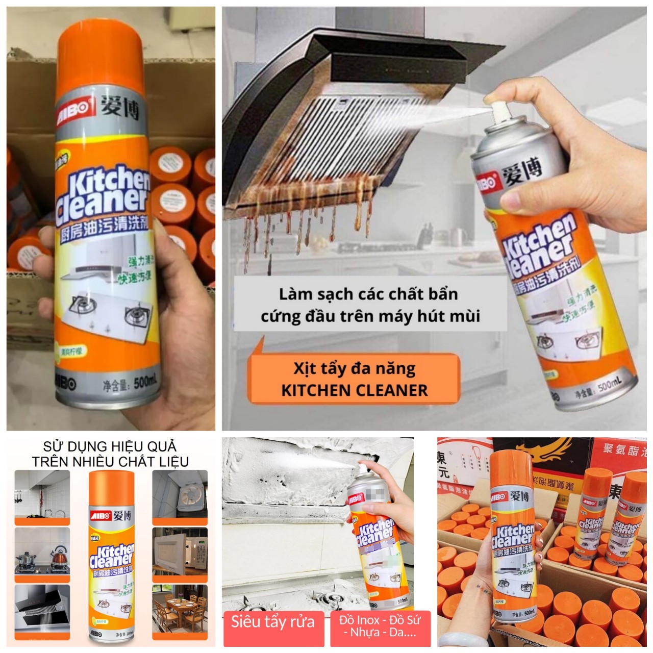 Chai Xịt Vệ Sinh Nhà Bếp, Máy Hút Mùi, Tẩy Dầu Mỡ, Làm Sạch Kim Loại, Nhà Tắm, Vòi Rửa JNX 500ml, Cách đánh bay vết bẩn nhà bếp dễ dàng, chất tẩy rửa vệ sinh bếp ga nhà bếp