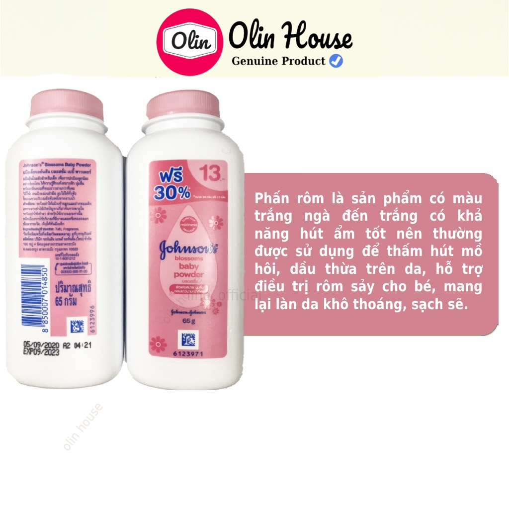 Phấn rôm Johnson Baby 65g cho bé, người lớn - Olin House