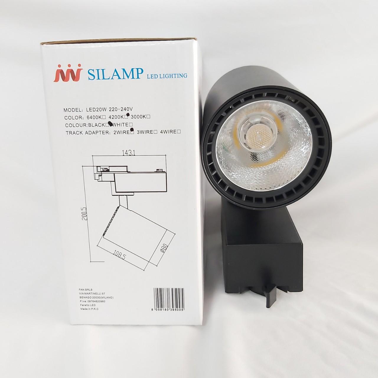 Đèn led chiếu điểm thanh ray 20W vỏ đen ánh sáng trắng