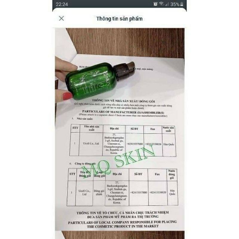 Tái Tạo Da Nhân Sâm MQ Skin