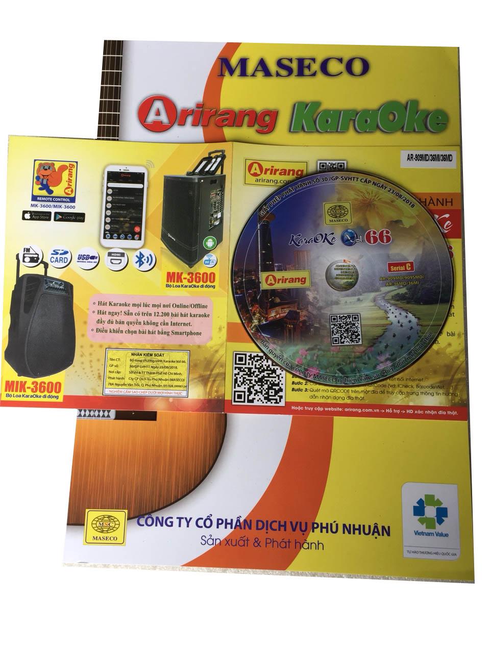[HCM]Đĩa Karaoke Arirang mới nhất Vol 66 (SERIAL C)