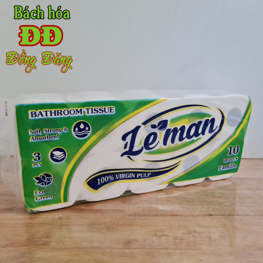 Combo (5 lốc) giấy vệ sinh Leman Xanh Lá 3 lớp (50 cuộn)