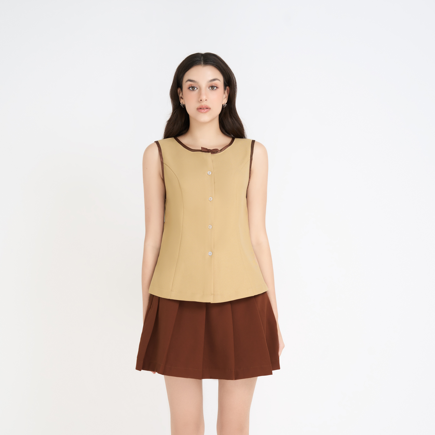 Chân váy mini xếp ly cotton mịn Maybi