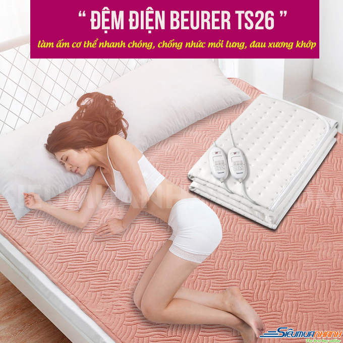 Đệm Sưởi Điện Beurer UB68XXL / TS26, Nệm Sưởi Đơn/Đôi, Thiết Bị Sưởi Ấm, Có Điều Khiển, 3 Mức Nhiệt, Chất Liệu Cotton, Giặt Được, Tiêu Chuẩn EU, An Toàn, Làm Ấm Nhanh, Nhập Đức, BH 24 Tháng