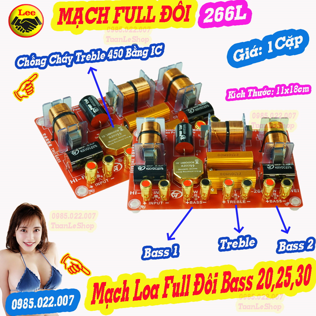 MẠCH FULL ĐÔI BASS 20,25,30 - MẠCH PHÂN TẦN 2 BASS 1 TREBLE SH 266L  - GIÁ 2 MẠCH - MẠCH LOA BASS ĐÔI BASS 25