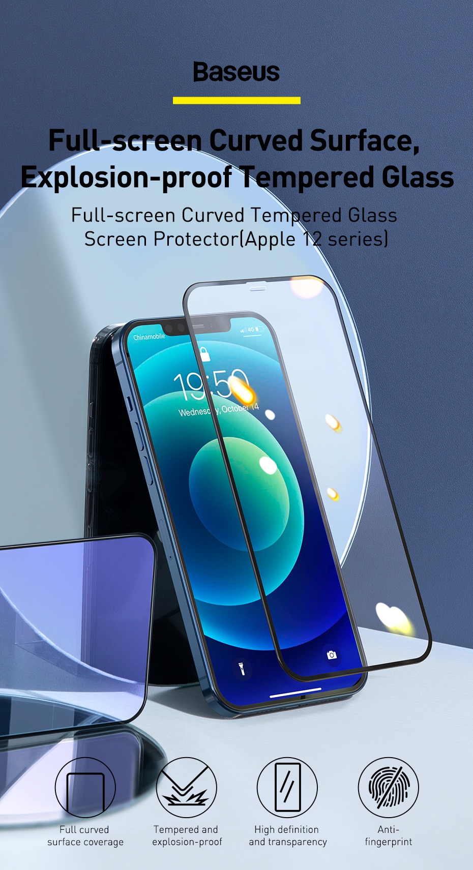 iPhone 12 Pro Max, Miếng Dán Kính Cường Lực Baseus Full Màn Hình Cho iPhone 12 Pro Max, Dán màn Hình Cho iPhone