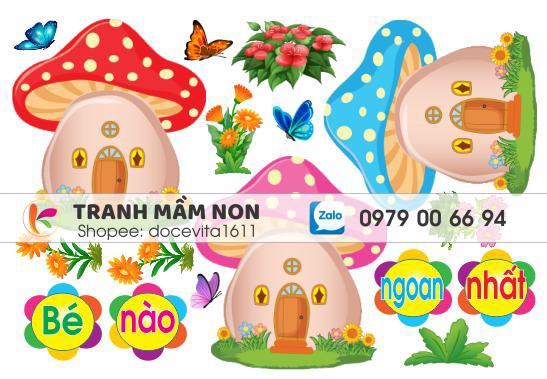 Tranh decal mầm non-Góc bé ngoan