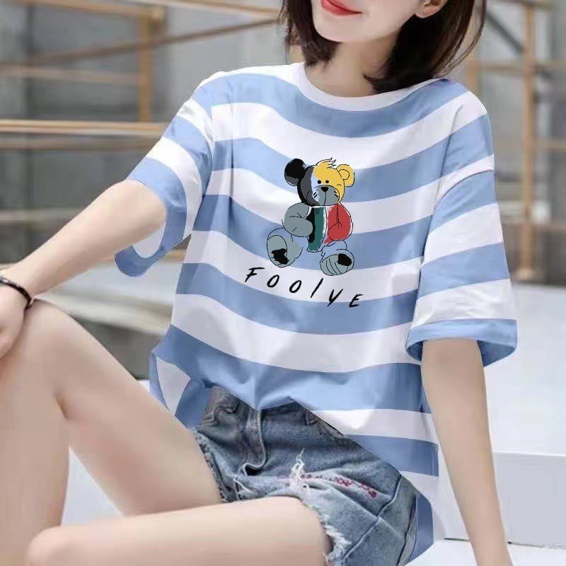 Áo phông kẻ sọc in Gấu siêu Kute