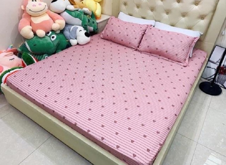 Set 3 Món Ga Gối  Poly Mẫu Tim Hồng (mẫu mới)
