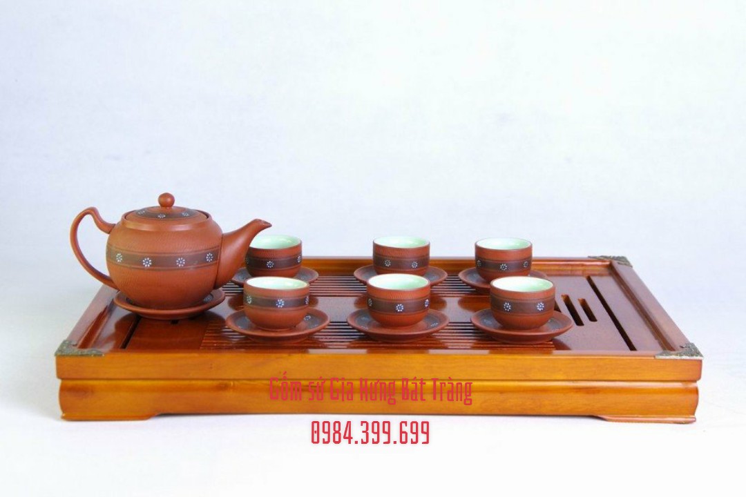 Bộ ấm chén tử sa gốm Bát Tràng