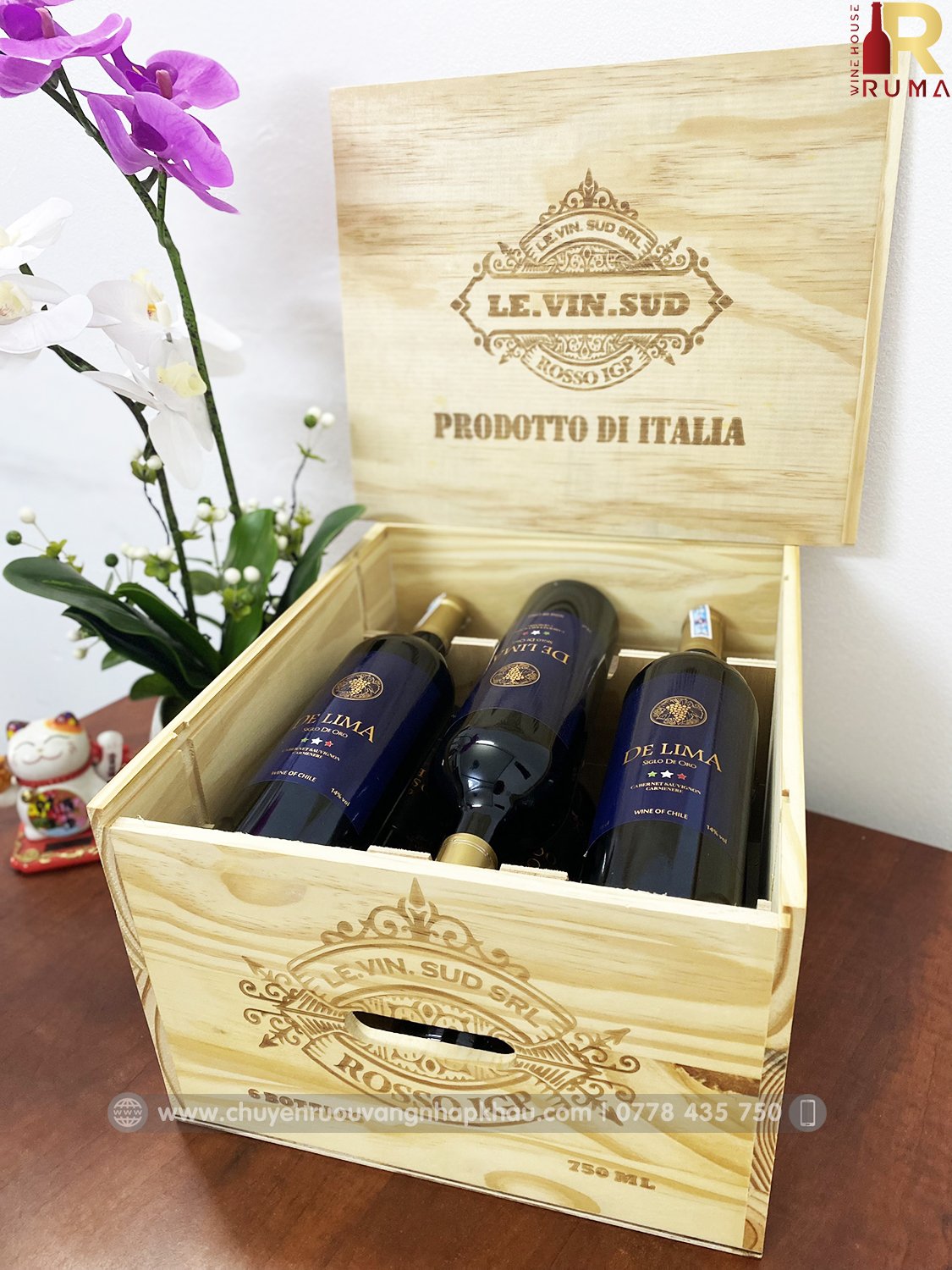 [Nhập khẩu chính hãng] Set quà tặng 6 chai vang Chile De Lima
