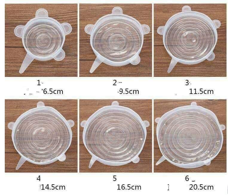 BỘ 6 NẮP ĐẬY THỰC PHẨM SILICON ĐA NĂNG Stretch and Fresh