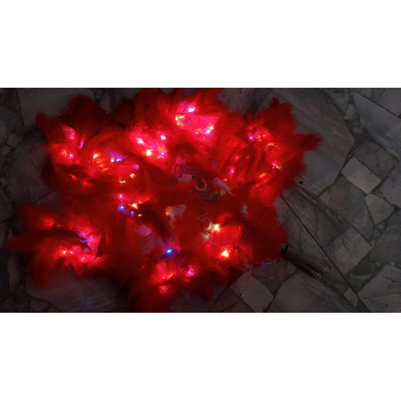 Đèn rèm led lông vũ 3x2,5m, gắn sẵn lông vũ