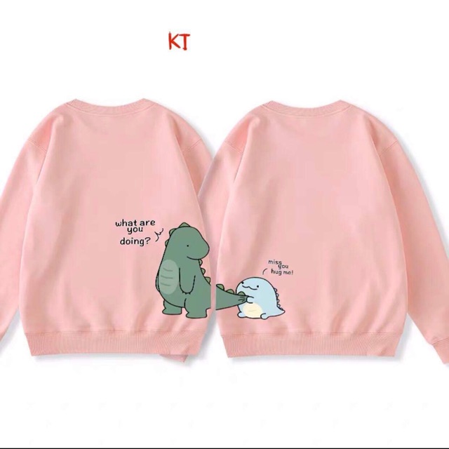 [FREESHIP] Set 2 áo đôi thun dài tay bo gấu khủng long xanh cắn đuôi, cam kết hàng đúng mô tả, chất lượng đảm bảo an toàn đến sức khỏe người sử dụng, đa dạng mẫu mã, màu sắc, kích cỡ