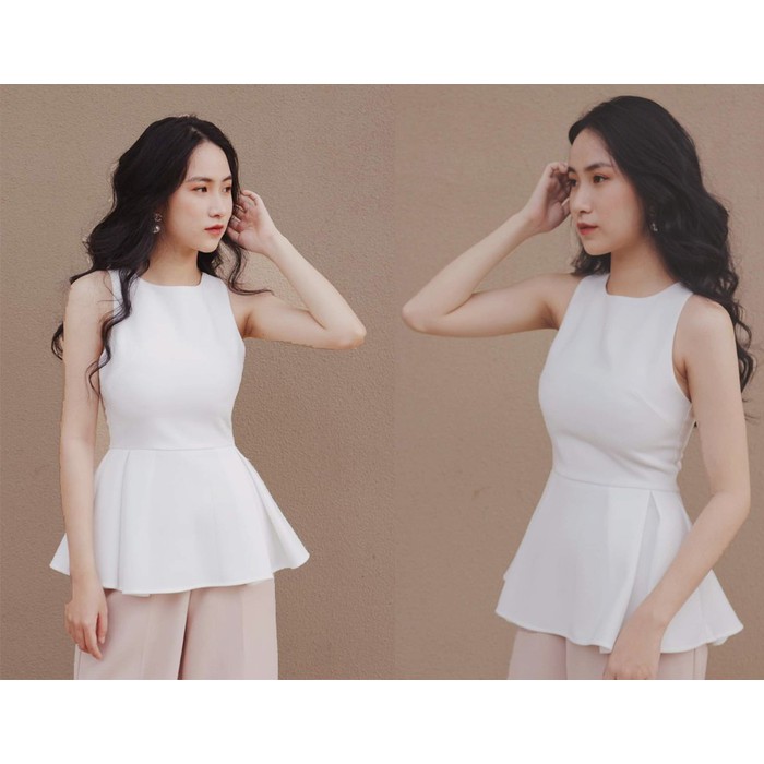 [HCM]ÁO PEPLUM CỔ TRÒN SÁT NÁCH SANG CHẢNH