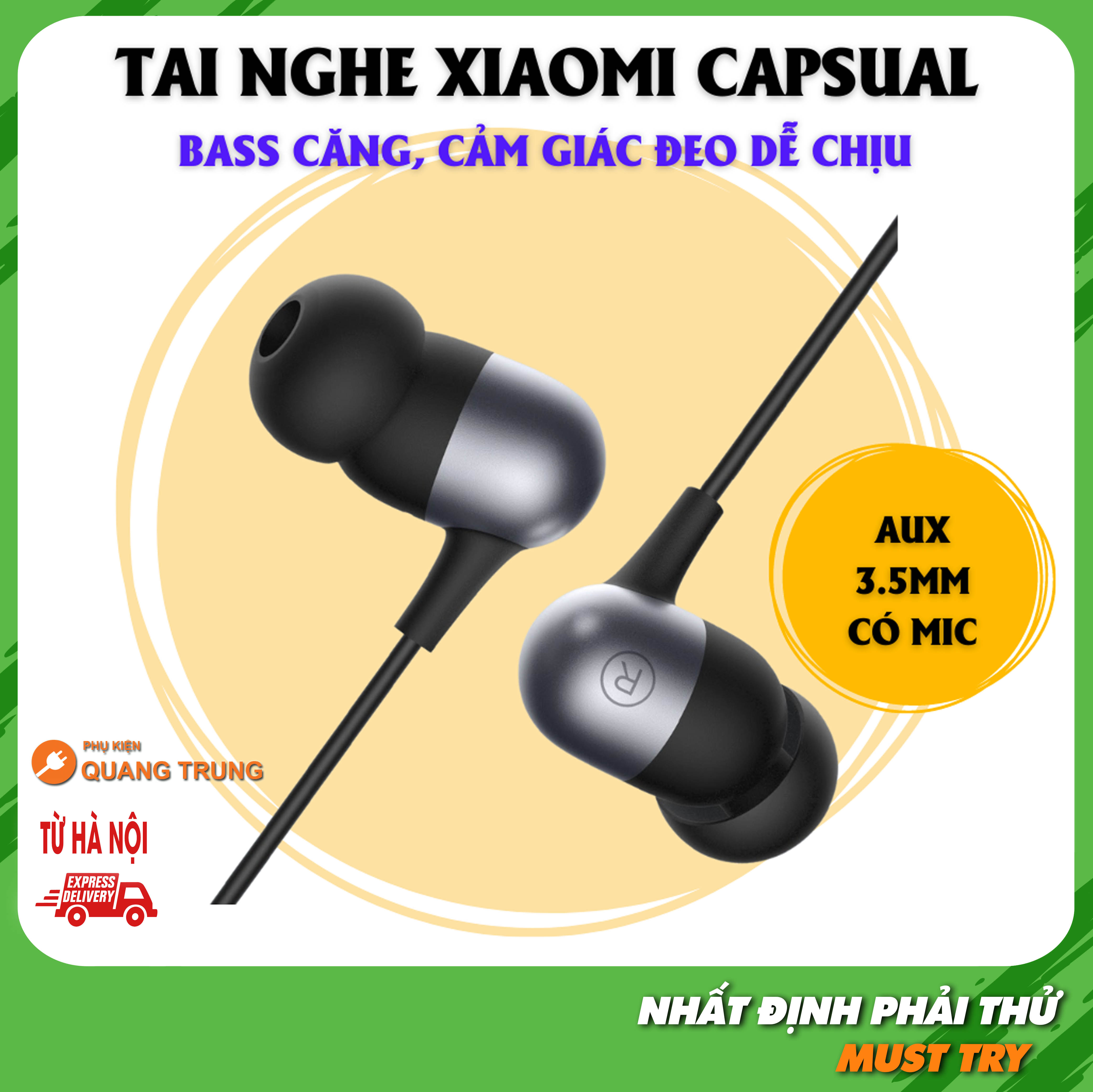 Earphone Xiaomi capsual with mic talk, Bass ultra fine