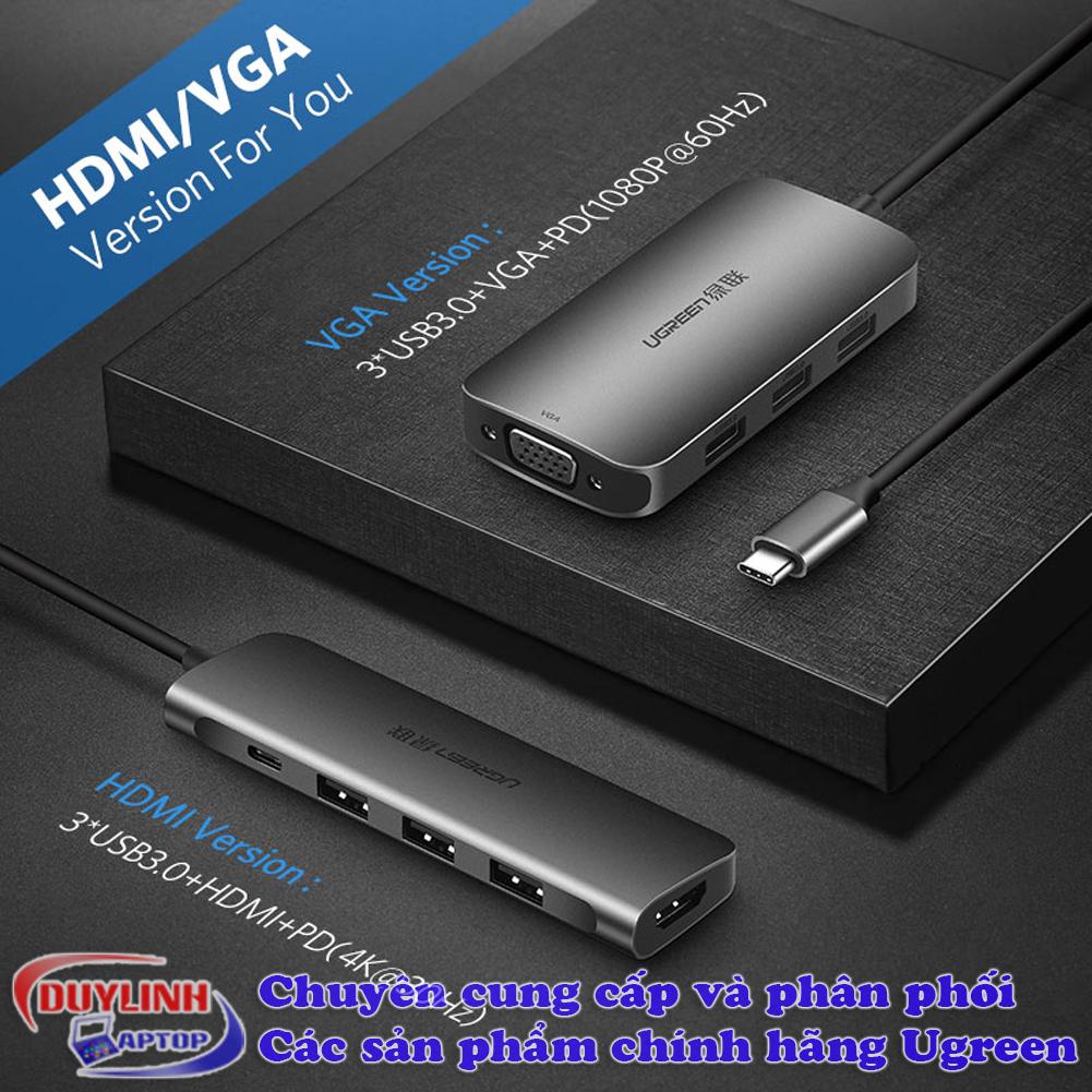 Cáp USB Type C to HDMI,USB C, USB 3.0 chia 3 cổng Ugreen 50209
