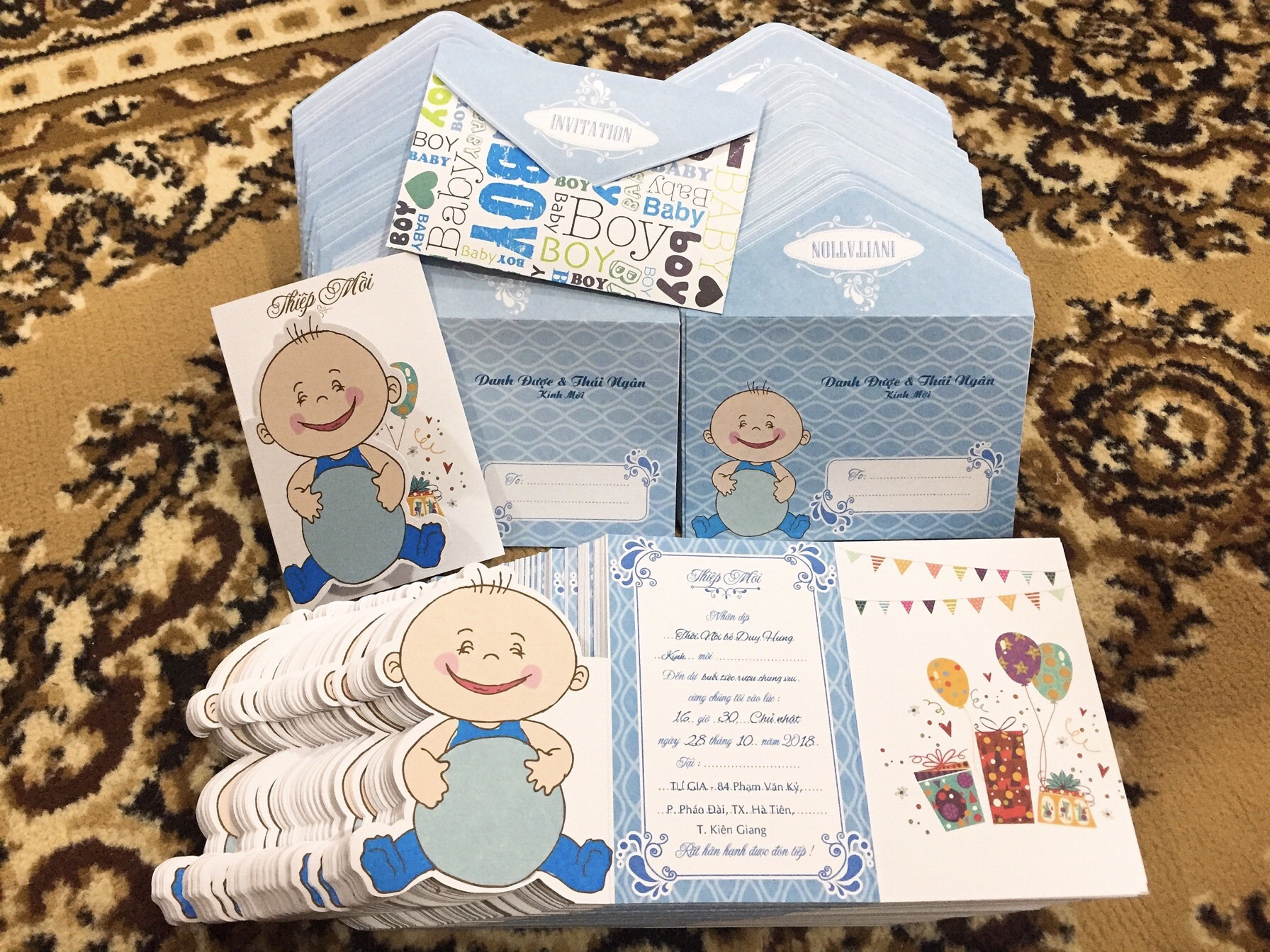 Combo 120 -Thiệp Thôi nôi, Sinh nhật, Đầy tháng bé trai
