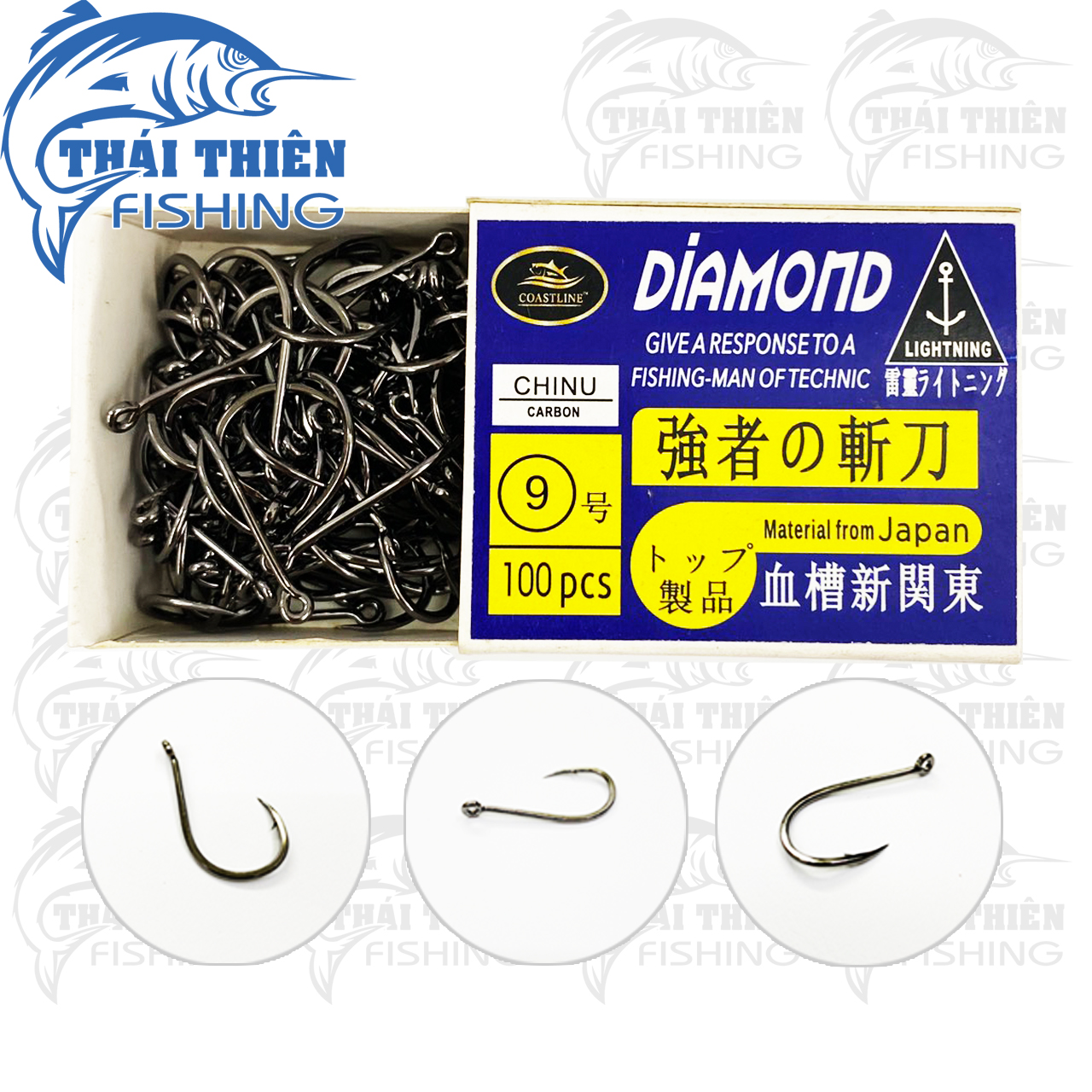 Lưỡi Câu Cá Chinu Carbon Coastline Diamond Hộp 100 Cái