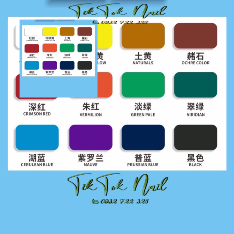 Bột vẽ màu nước set 12 màu