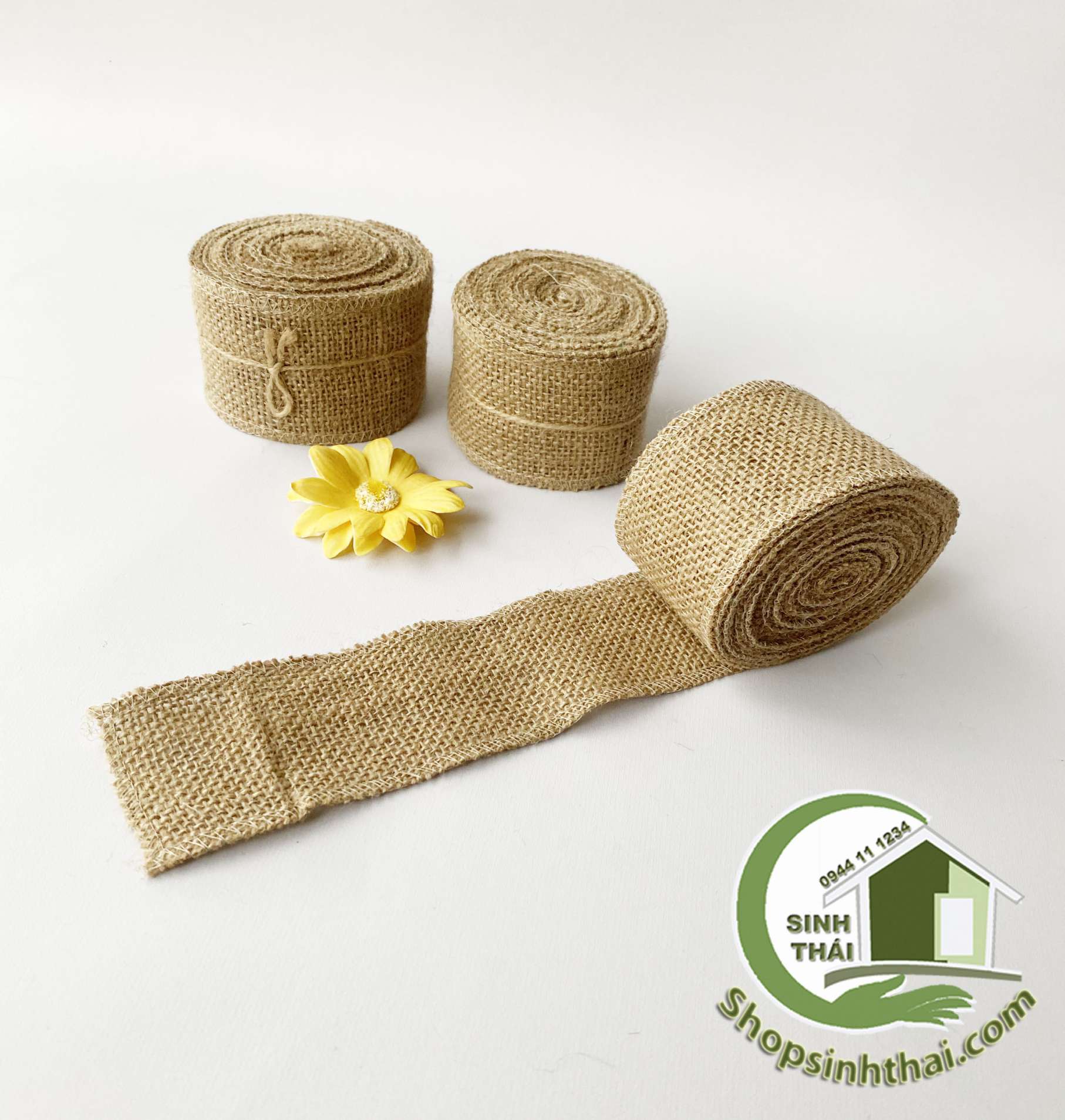 Vải bố khổ nhỏ màu nâu 3cm, 6cm, 10cm, 20cm, 30cm - vải bố runner trang trí bình hoa, bằn ăn, handmade - Chọn kích thước