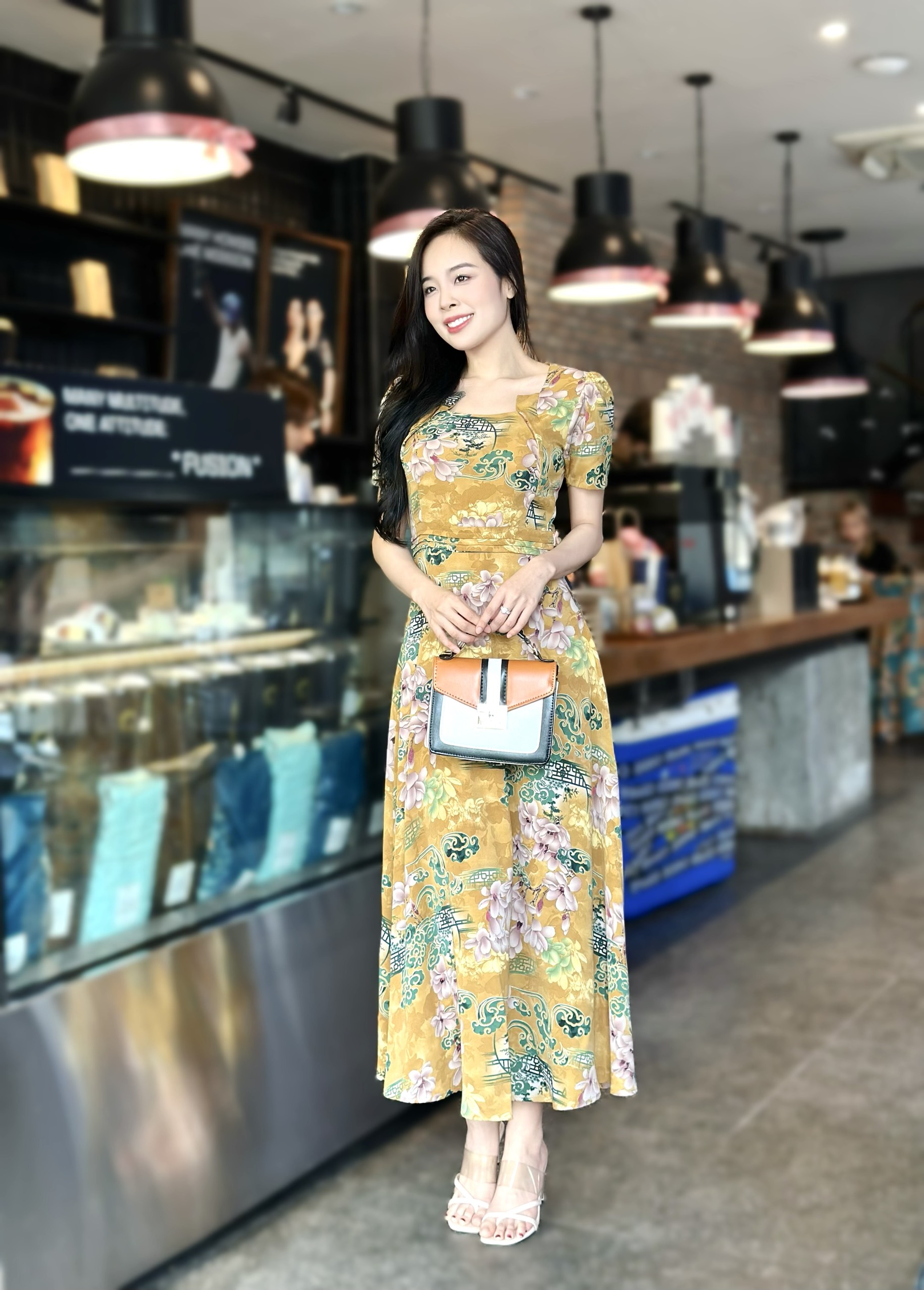 Đầm maxi form dài, cổ xếp cách điệu, xếp ly eo Misa - MS0309 (Hình thật shop chụp)