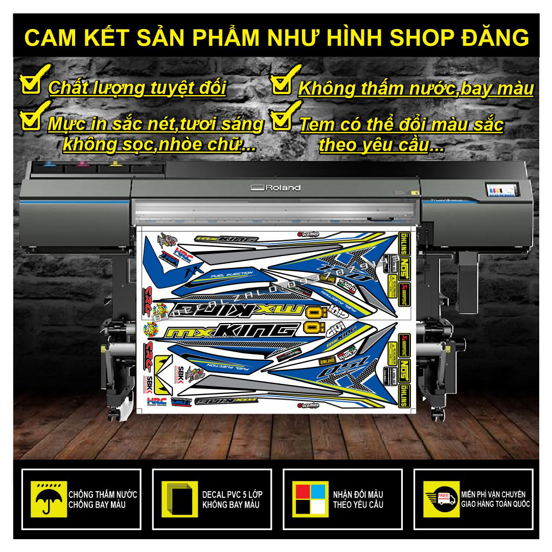TEM RỜI EXCITER 150 MXKING PHỐI XANH ĐEN