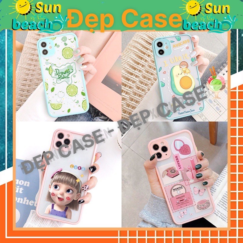 (XẢ HÀNG)Ốp Lưng  IP Basic Bảo Vệ Camera In Hình Siêu Cute Lưng Nhám