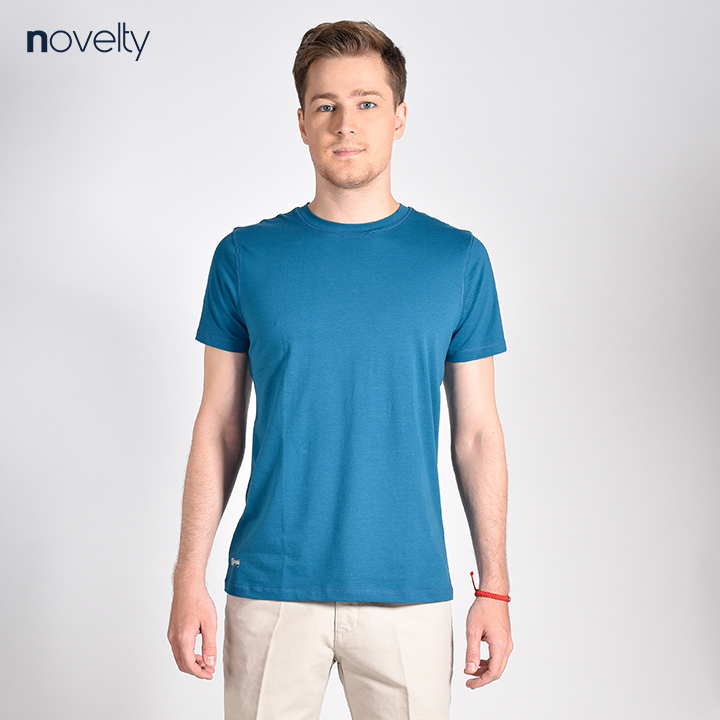 Áo thun nam Novelty cổ tròn màu xanh nhớt NATMMDNCSR181213N