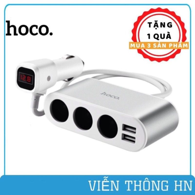 Bộ chia tẩu sạc hoco z13 trên oto 3 tẩu sạc 2 cổng sạc usb - sạc pin trên xe hơi ô tô nhỏ gọn tiện lợi - vienthonghn