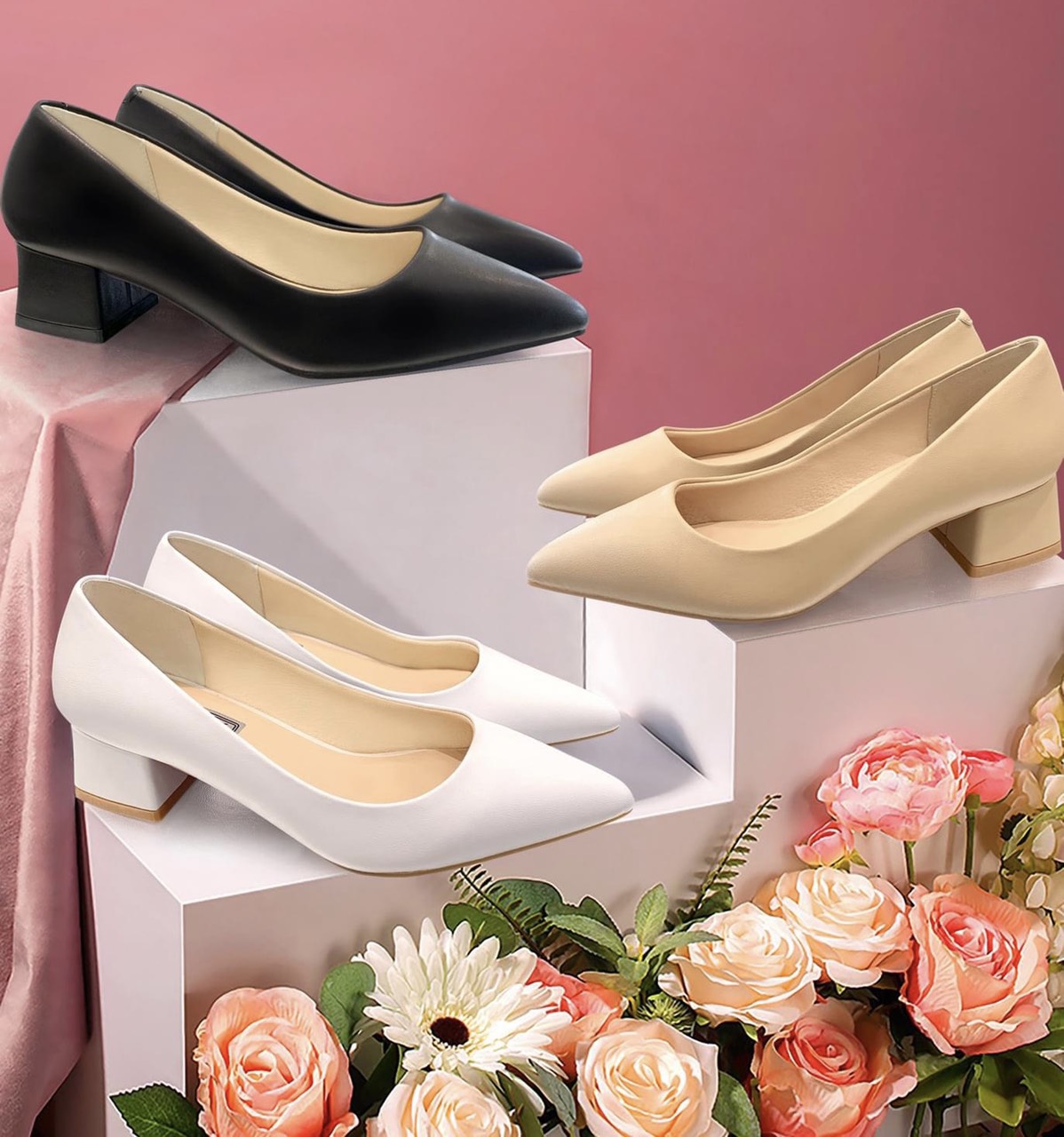 CG04.3 - giày cao gót mũi nhọn gót vuông 3cm
