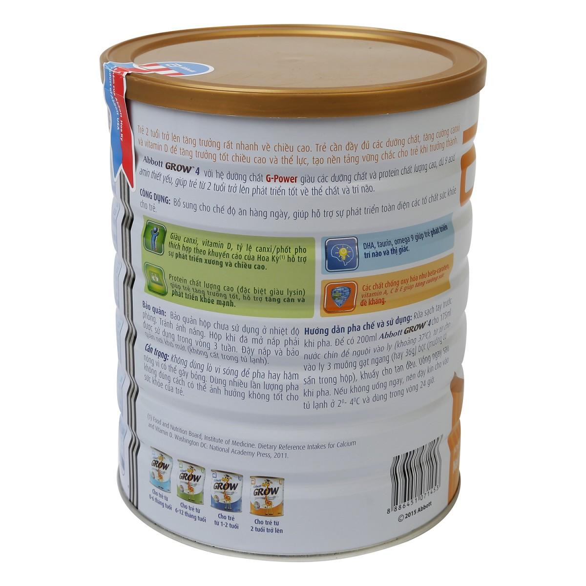 Sữa bột Abbott Grow 4 lon 1.7kg