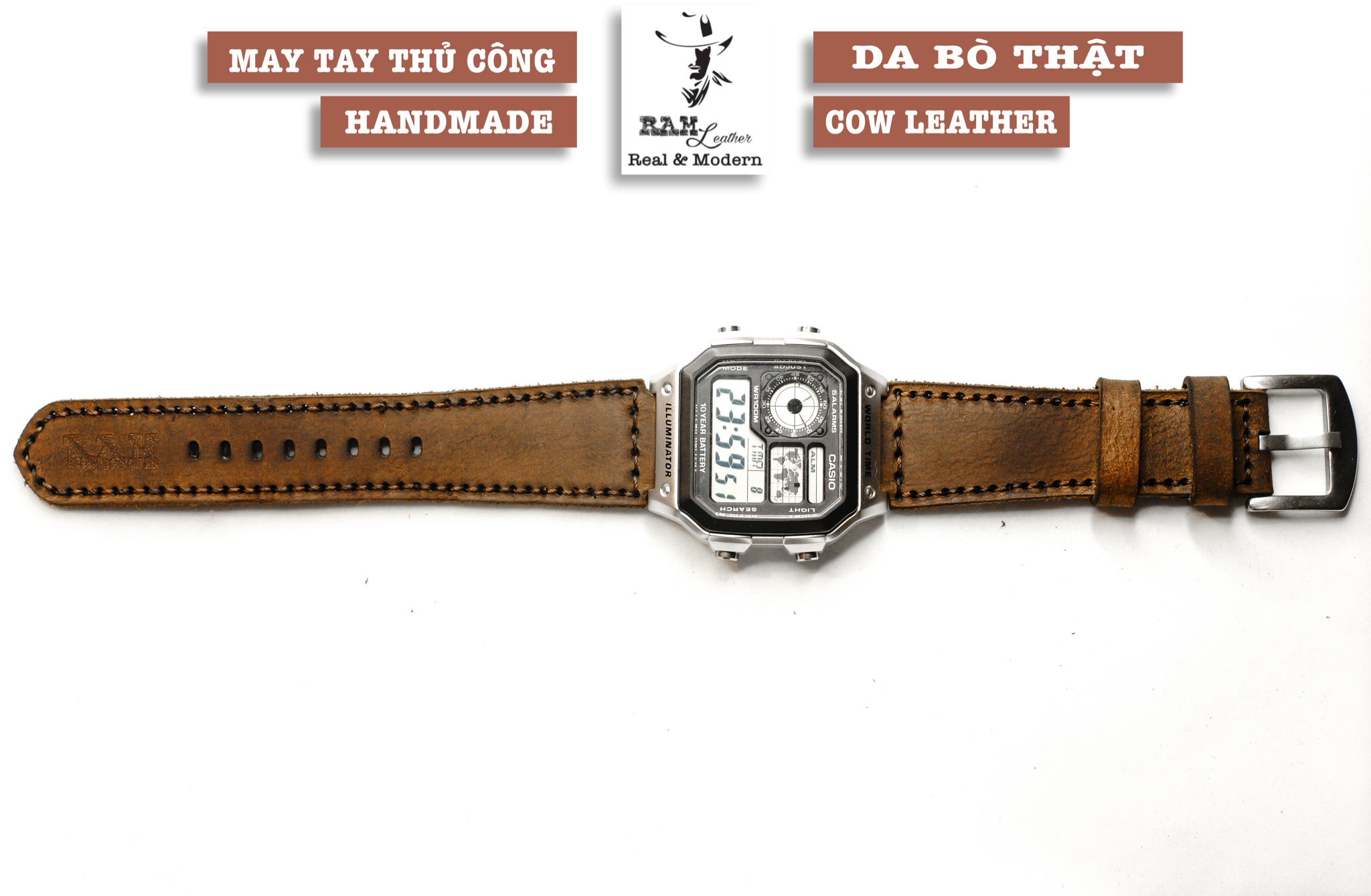 WATCH STRAPS DOUBLE COW LEATHER REAL