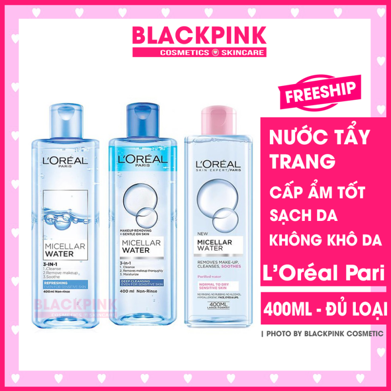 Nước tẩy trang cho mọi loại da Loreal - LOreal Paris 3-in-1 Micellar Water 400ml, lấy sạch cặn trang điểm nhưng không làm khô da giá rẻ