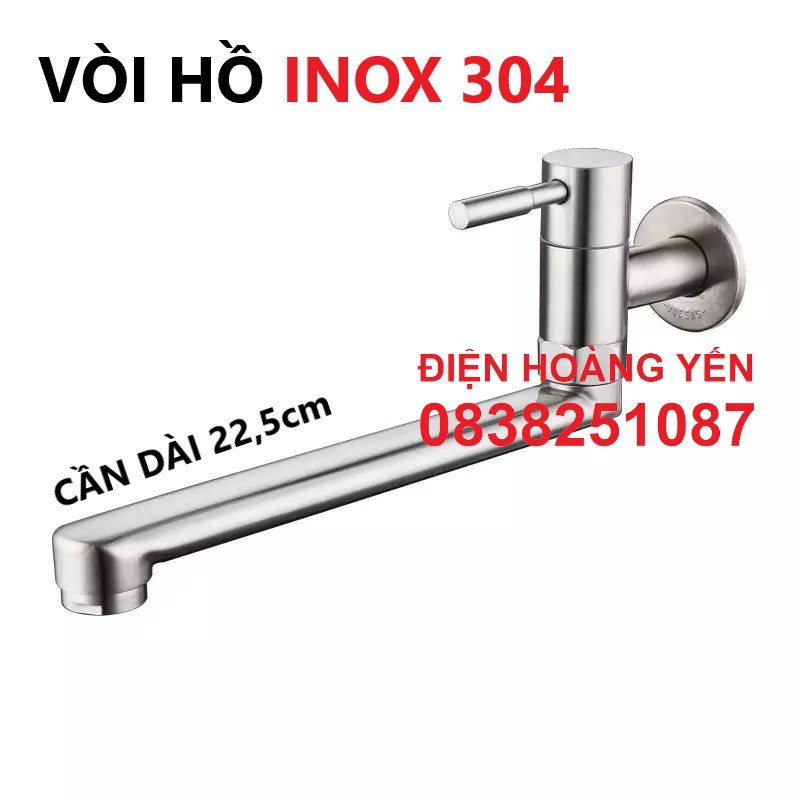 Vòi hồ + vòi chén thân dài Inox 304 cao cấp